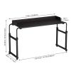 newuzis Adjustable Height Overbed Table with Wheels, Rolling Over-The-Bed Laptop Desk with Raised Baffle, Over Bed Desk Workstation Table for Home Office Bedroom Hospital Matte Black view 2