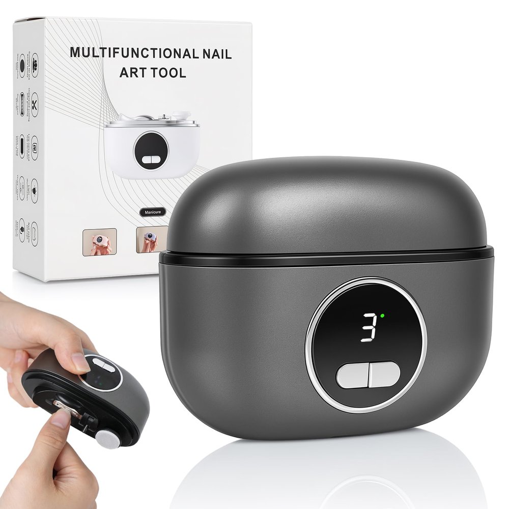4-in-1 Electric Nail Clipper with LED Light & Nail File, Automatic 3 Speeds LCD Digital Display, Nail Clip Storage, USB Rechargeable Safety Fingernail Trimmer for Baby, Kids, Seniors (Black)
