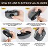 4-in-1 Electric Nail Clipper with LED Light & Nail File, Automatic 3 Speeds LCD Digital Display, Nail Clip Storage, USB Rechargeable Safety Fingernail Trimmer for Baby, Kids, Seniors (Black) view 4