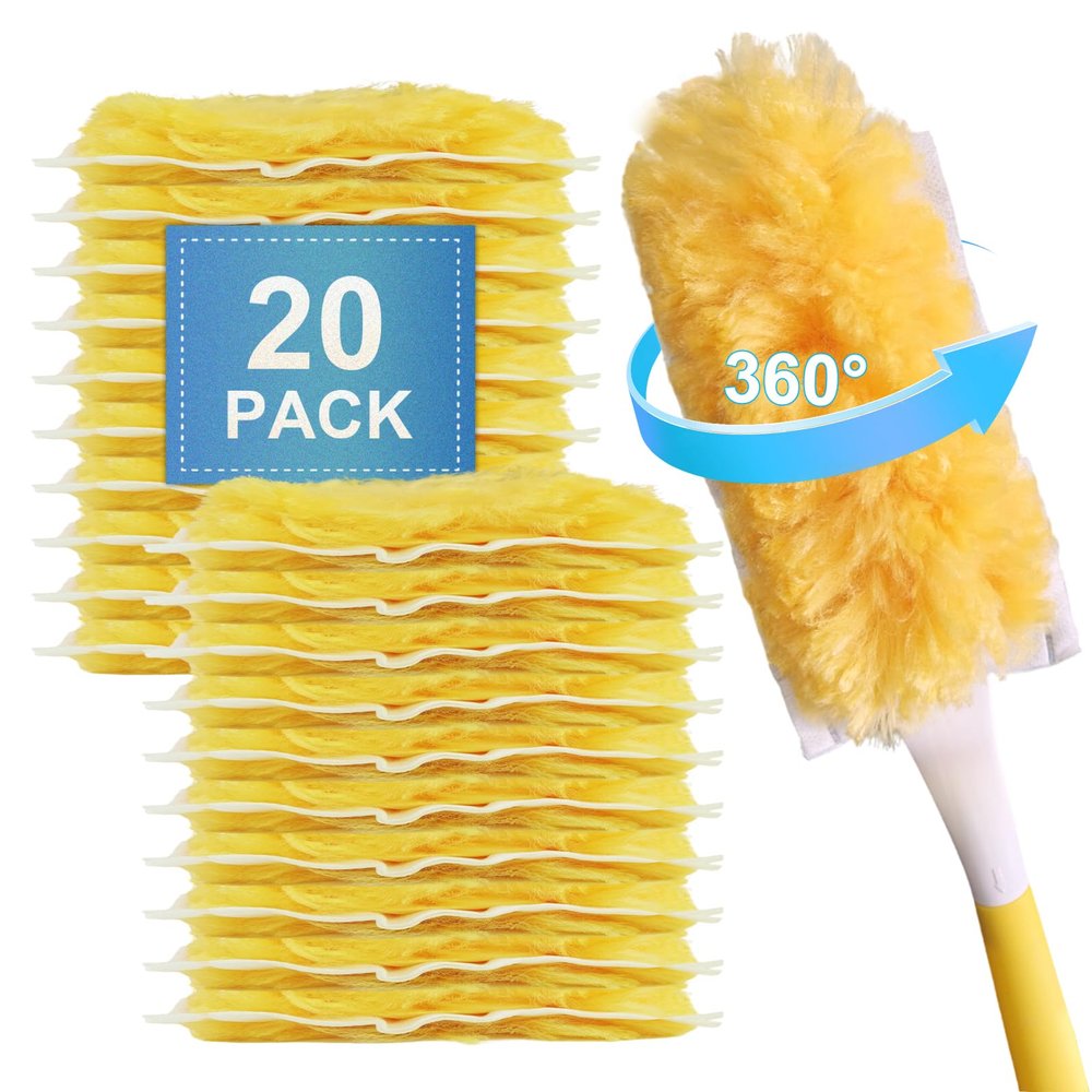 20 Pack Heavy Duty Duster Refills for Swiffer, Multi-Surface 360 Disposable Dusters Kit for Cleaning Dusting Electronics Furniture Blind Ceiling Fan (Handle is Not Included)