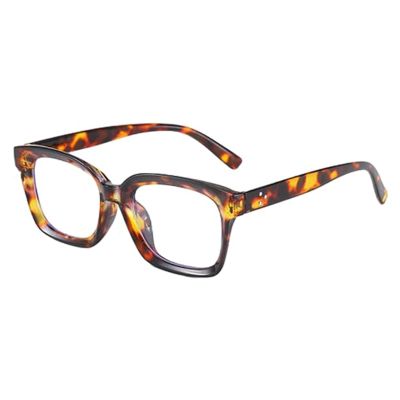 3 Pack Tortoiseshell Reading Glasses, Blue Light Blocking Oversized Square Reading Glasses for Women (Amber,+1.5)