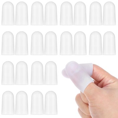 26Pcs Silicone Finger Cots, Rubber Finger Protectors, Gel Fingers Cot Caps Cover Sleeves, Thumb Guard for Cracking, Calluses, Blisters, Arthritis, Trigger, Hangnail Pain Relief(White)