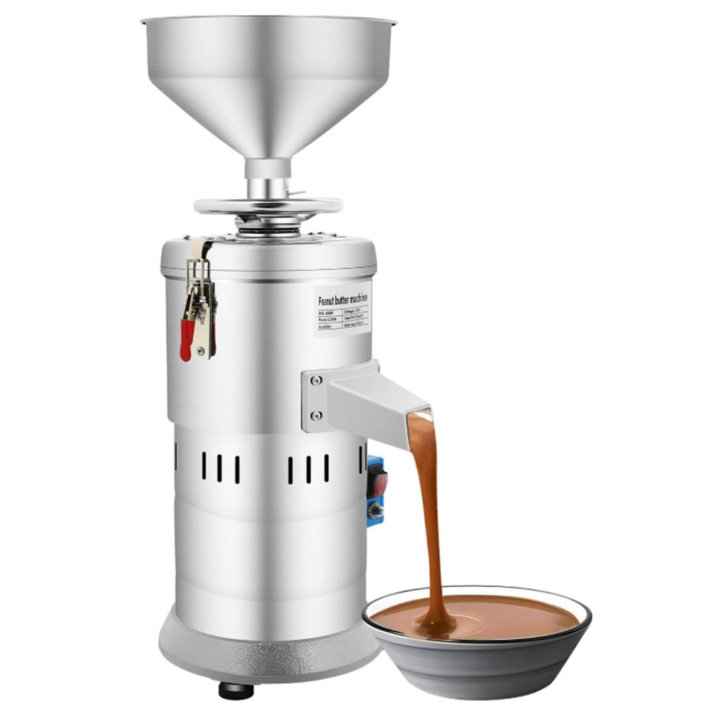 Commercial Peanut Butter Machine, Electric Grain Grinder Stainles, Steel Sesame, with Solid Lockers, for Soy Milk, Sesame Paste, Almond, Cashew