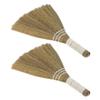 VILLFUL 2pcs Natural Straw Woven Handheld Brooms 20x28cm Small Rustic Craft Broom Set for Indoor Floor and Table Dust Cleaning view 1