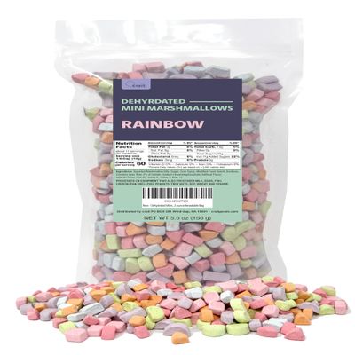 Dehydrated Marshmallows Rainbow Cereal Marshmallows Colored Mini Marshmallow Bits for Hot Chocolate Ice Cream Baking and Desserts 5.5 ounce Resealable Bag