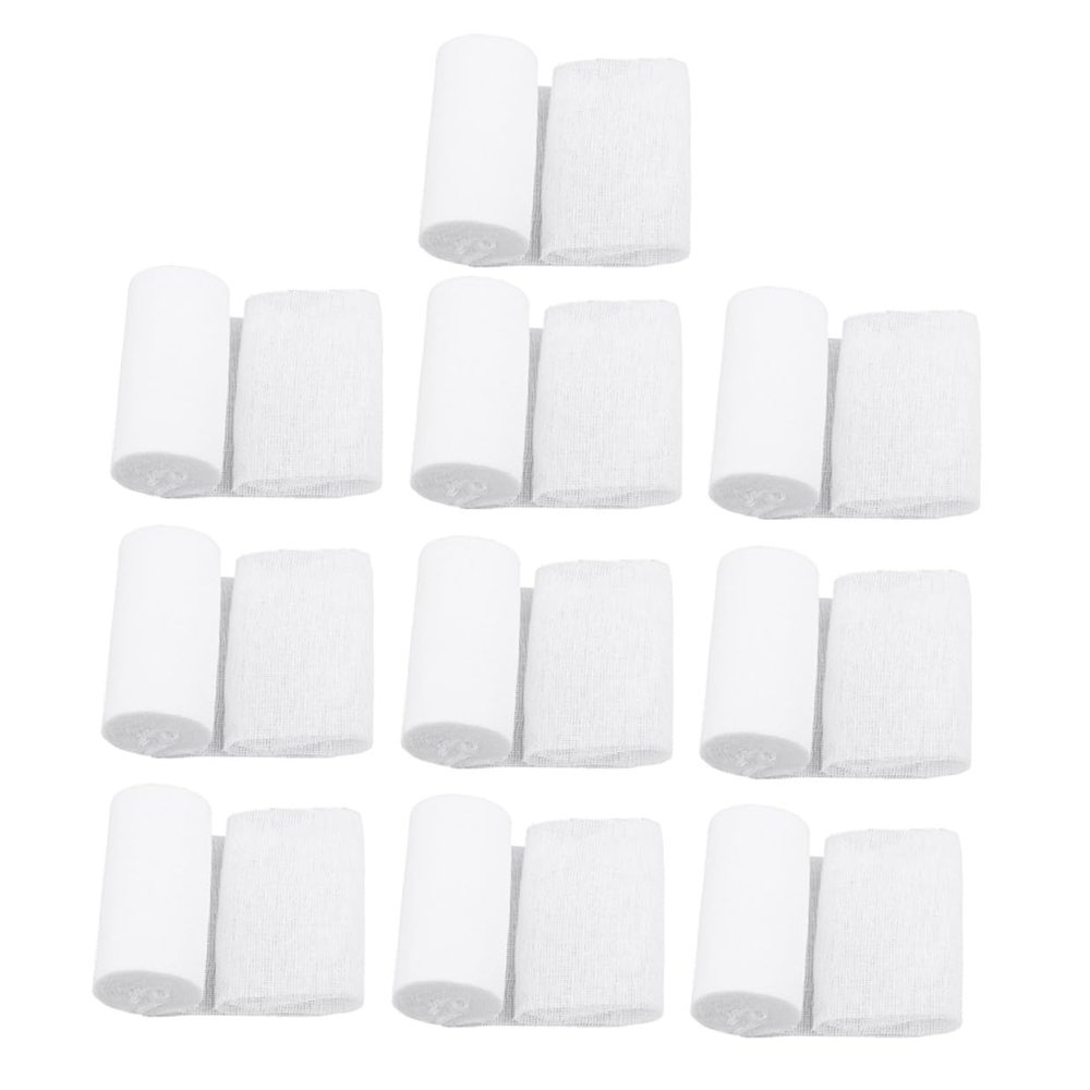 10pcs Disposable Gauze Rolls 8cm X 600cm Compression Bandage for First Aid Sports Training Wound Dressing Wrap