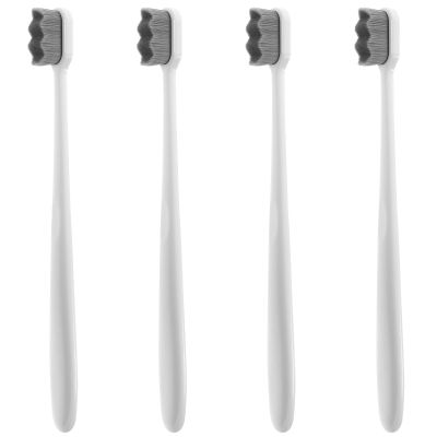 TEHAUX Soft Bristle Toothbrush 4pcs Extra Soft Bristles for Adults Small Travel Manual Toothbrushes and White Wave Handle for Gentle Gum Care