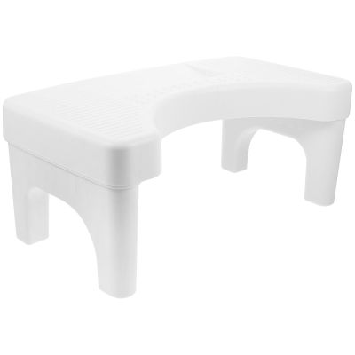 ERINGOGO Bathroom Step Stool for Adults with Non-Slip Base, Plastic Squatting Stool for Healthy Posture and Toilet Support, White Bathroom Footrest for Home Use