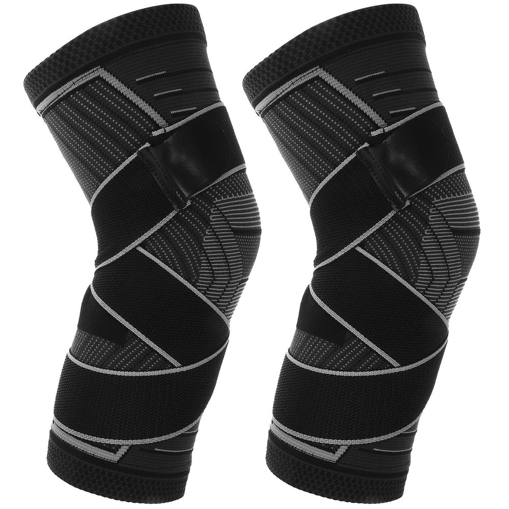 NULYLU Elastic Knee Support Brace with Adjustable Straps, Breathable Compression Sleeve for Men and Women, Professional Knee Wrap for Running, Basketball, Meniscus Tear, and Joint