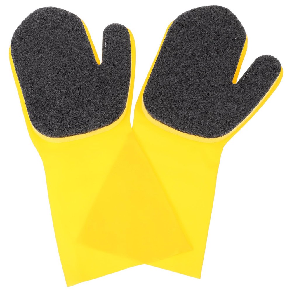 ORFOFE Latex Sponge Cleaning Gloves 2pcs, Reusable Kitchen Dishwashing Gloves with Sponge Texture, Household Cleaning Tool for Dishwashing and Home Use