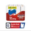 12 Double Rolls Paper Towels, 108 Sheets Per Roll, Deep-Cleaning Ridges, Lint-Free, High Absorbency, Bulk Kitchen Cleaning Paper Towels view 2
