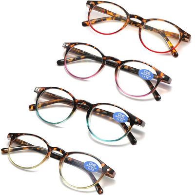 25DU Reading Glasses for Women - Blue Light Blocking Ladies Spring Hinge Readers with Pouches Anti Eyestrain/Glare Women's Computer Eyeglasses (4 Pairs Mix Color, 1.50.)