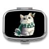 Cat Butterfly Travel Pill Case 2 Compartments Pill Organizer Small Pill Box for Purse Pocket view 1