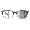 1Pair VisionGlobal Portable Progressive Multifocal Glasses, Photochromic Gray Sunglasses for Unisex Clear Brown,+0.00/+1.00Magnification view 1