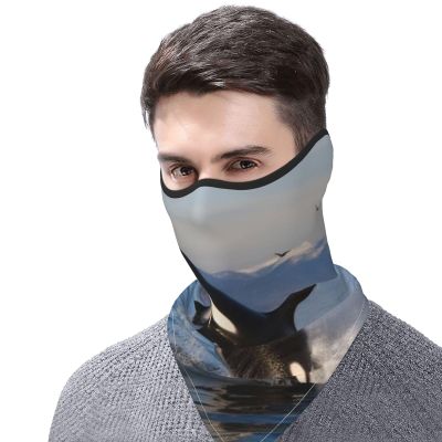 FHEDVBN Killer Whale Ski Mask UPF 50+ Balaclava - Windproof Face Cover for Men Women Cooling Summer Half Face Mask Scarf Sun UV Protection Neck Gaiter for Outdoor Activities
