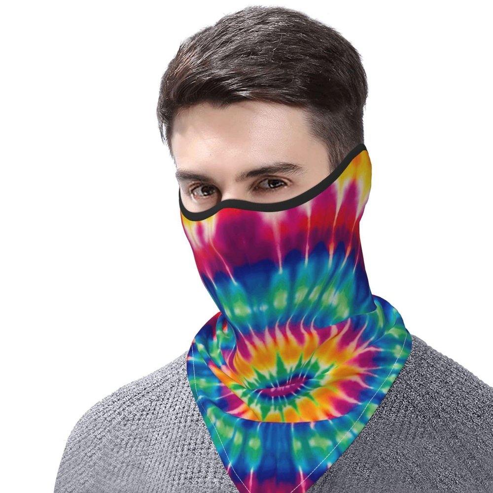 FHEDVBN Tie Dye Pattern Ski Mask UPF 50+ Balaclava - Windproof Face Cover for Men Women Cooling Summer Half Face Mask Scarf Sun UV Protection Neck Gaiter for Outdoor Activities
