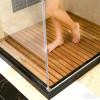 Luxury Teak Wooden Bath Mat, Non-Slip Raised Shower Platform, Naturally Water-Resistant with Teak Oil Finish, for Yard Patio Pool/Spa/Sauna/Rv(60 * 70cm/23.6 * 27.5in) view 1