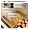 Luxury Teak Wooden Bath Mat, Non-Slip Raised Shower Platform, Naturally Water-Resistant with Teak Oil Finish, for Yard Patio Pool/Spa/Sauna/Rv(60 * 70cm/23.6 * 27.5in) view 3