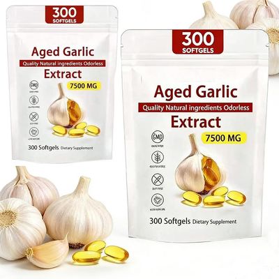 Aged Garlic Extract, Odorless Organic Garlic,300 Count 7500mg Grown Allium Sativum Bulb, Natural Herbal Supplements, Non-GMO, Gluten Free2pcs