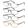 KomftOptix Metal Reading Glasses Blue Light Blocking Computer Readers 4 Colors Value Pack Cheaters Spring Hinges Full Rim Classic Comfortable for Men & Women (+2.75 Strength) view 1