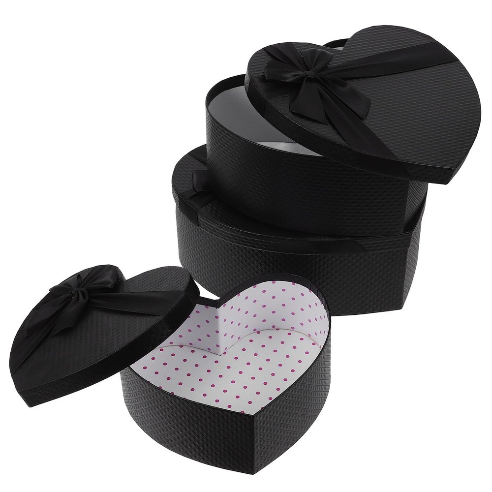 TOBBOMEY Valentines Day Heart-shaped Boxes 3pcs Set (large, Medium, Small) with Lids for Chocolates, Flowers, and Presents Packaging