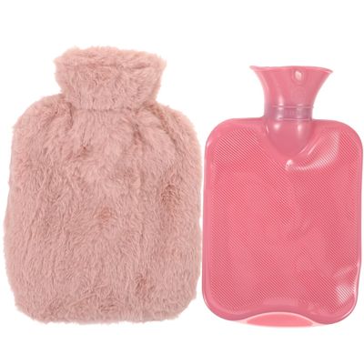 FOMIYES Plush Cover PVC Hot Water Bottle 1000ml Reusable Heat Bag Winter Hand Warmer for Household Relief and Outdoor Use