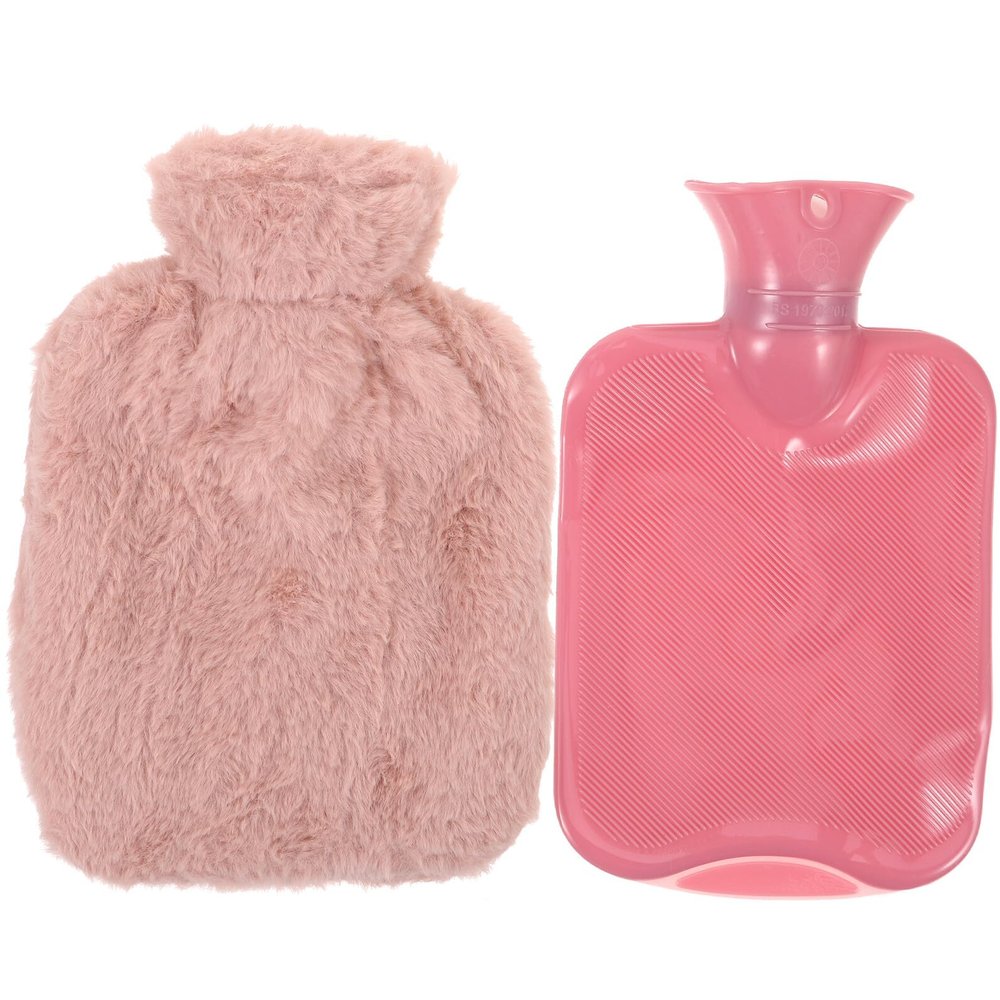 FOMIYES Plush Cover PVC Hot Water Bottle 1000ml Reusable Heat Bag Winter Hand Warmer for Household Relief and Outdoor Use