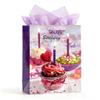 LEAYUGF Purple Cupcake Happy Birthday Gift Bag with Handles, 12.6" Gift Bag with Purple Tissue Paper for Birthday Party Baby Shower, 1 Pack view 1