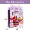 LEAYUGF Purple Cupcake Happy Birthday Gift Bag with Handles, 12.6" Gift Bag with Purple Tissue Paper for Birthday Party Baby Shower, 1 Pack view 2