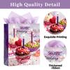 LEAYUGF Purple Cupcake Happy Birthday Gift Bag with Handles, 12.6" Gift Bag with Purple Tissue Paper for Birthday Party Baby Shower, 1 Pack view 4