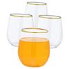 Abaodam Disposable Gold Rim Red Wine Glasses 12oz Pet Ice Cream Cups 4pcs Shatterproof Drinkware for Party Home Office Use view 1