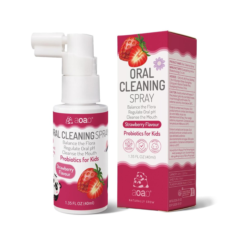 Kids Oral Spray, Toddler Toothpaste Helper for Cavity Prevention and Fresh Breath, Children Anticavity with Fluoride Free for Newborn to Preschoolers, Kid's Mouth Spray, 40ml/1.35fl.oz (Strawberry_1P)