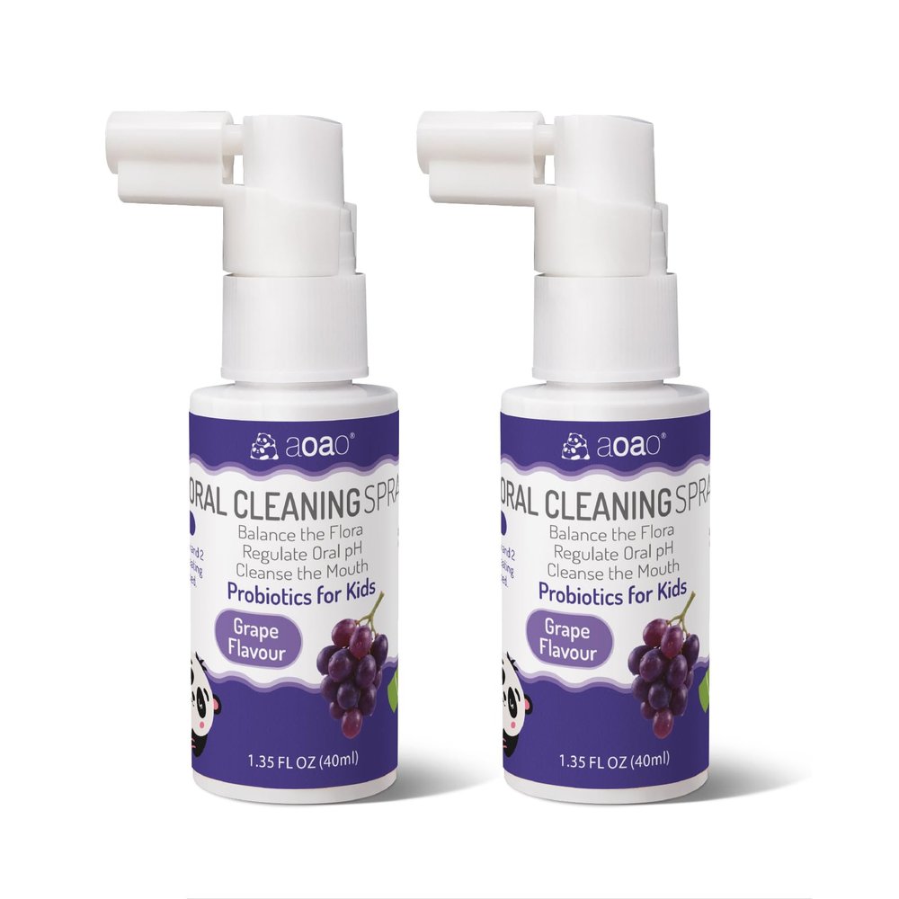 Kids Oral Spray, Toddler Toothpaste Helper for Cavity Prevention and Fresh Breath, Children Anticavity with Fluoride Free for Newborn to Preschoolers, Kid's Mouth Spray (Grape-2P)