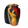Religious Cremation Urn for Human Ashes Adult, Large Funeral Memorial Urn with Velvet Bag, Decorative Virgin Mary Aluminum Burial Urn for Female Male view 1