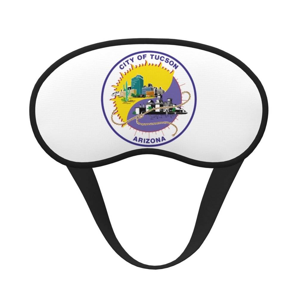 Flag of Tucson, Arizona Black-Edged Full-Coverage Eye Mask Light-Blocking Comfortable, Soft, Adjustable Elastic Strap Relaxation Without Pressure for Women & Men