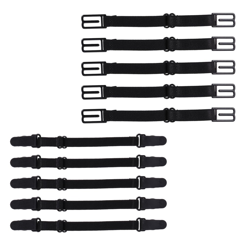 Yardwe 10pcs Black Adjustable Elastic Extenders and Nonslip Underwear Straps with Buckle, Accessory Extension Ropes for Ear and Comfortable Fit