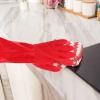 MOLUCKFU 2 Pairs Red Non-slip Dishwashing Gloves Thickened Latex Kitchen Cleaning Gloves with Fleece Lining 37cm for Household Cleaning and Dishwashing view 3