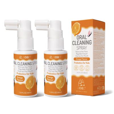 Kids Oral Spray, Toddler Toothpaste Helper for Cavity Prevention and Fresh Breath, Children Anticavity with Fluoride Free for Newborn to Preschoolers, Kid's Mouth Spray, 40ml/1.35fl.oz (Orange_2P)