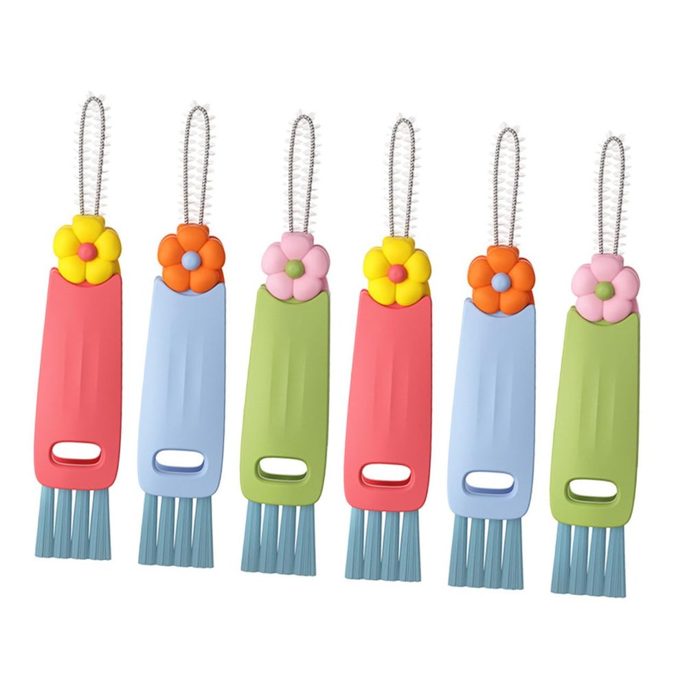 Mobestech Multifunctional Cup Lid Cleaning Brush and Straw Scrubber Set, 3pcs Crevice Brush Cleaner for Bottle Gaps and Tight Spaces, Portable Kitchen Water Bottle Cleaning Tools for Home