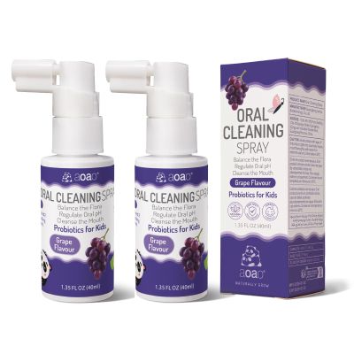 Kids Oral Spray, Toddler Toothpaste Helper for Cavity Prevention and Fresh Breath, Children Anticavity with Fluoride Free for Newborn to Preschoolers, Kid's Mouth Spray, 40ml/1.35fl.oz (Grape_2P)