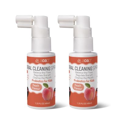 Kids Oral Spray, Toddler Toothpaste Helper for Cavity Prevention and Fresh Breath, Children Anticavity with Fluoride Free for Newborn to Preschoolers, Kid's Mouth Spray (Peach-2P)
