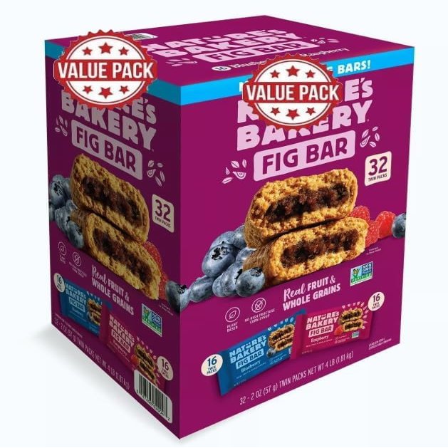 Bakery Stone Ground Whole Wheat Fig bar 32 Twin Pack 32-2oz, Soft baked bars with fruit filling, made with stone ground wheat, wrapped for lunch, travel, or quick snack.