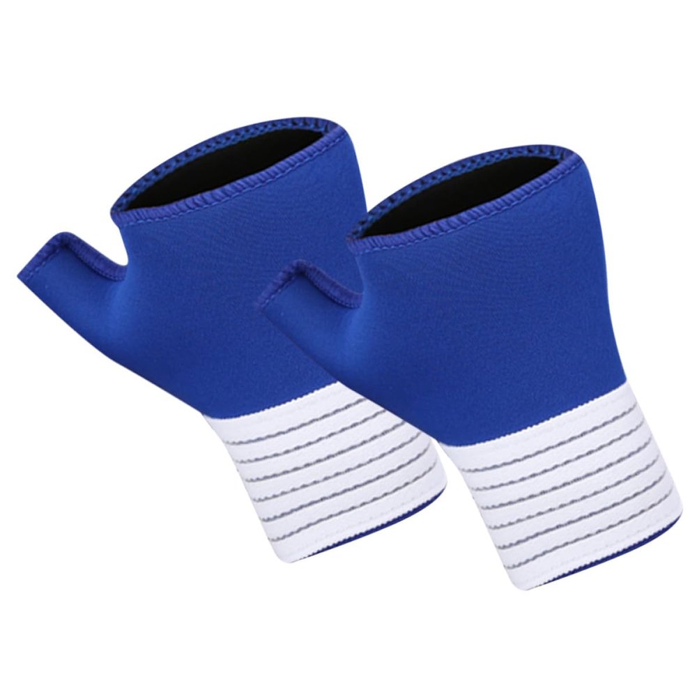 TOYANDONA Wrist Compression Sleeve and Fingerless Gloves, Breathable Thumb Support Wrap, Blue Wrist and Thumb Brace for Women, Hand Brace for Sports and Carpal Tunnel Relief