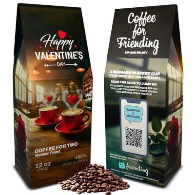 Send a Gift Message with Coffee For Two Friending 12 oz Whole Bean Coffee, Medium Roast Freshly Roasted to Order, Made in USA Premium Arabica Coffee Gift