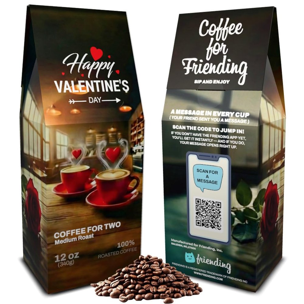 Send a Gift Message with Coffee For Two Friending 12 oz Whole Bean Coffee, Medium Roast Freshly Roasted to Order, Made in USA Premium Arabica Coffee Gift
