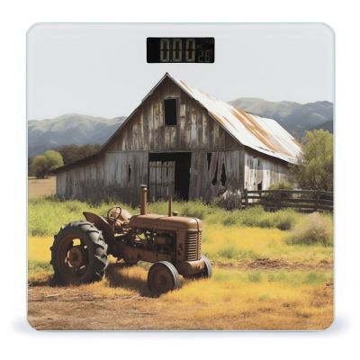 Old Wooden Barn with Rusted Tractor Weight Scale for Body Weight Digital Bathroom Scale High Capacity Accurate Digital Weighing Scales and Easy-to-Read on Backlit LCD Display Scales