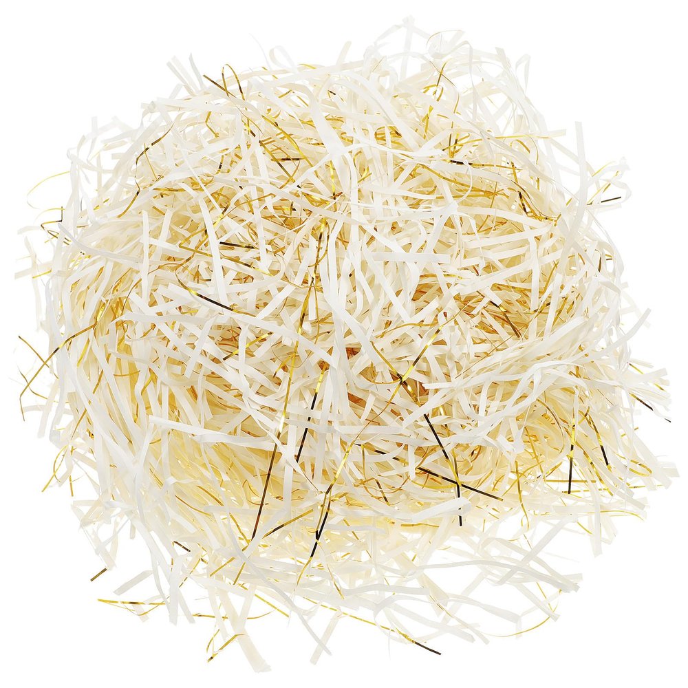 CORHAD Shredded Paper Filler for Presents 200g Gold and Cream Raffia Grass Decorative Packaging Material for Hampers and Event Wrapping