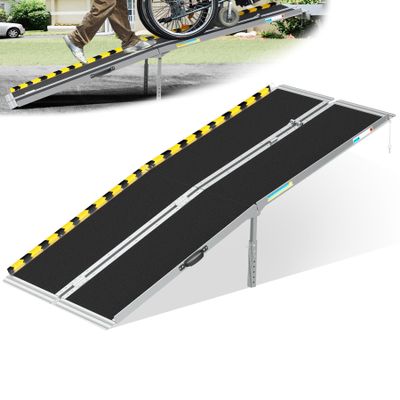YONUNYE 7FT Aluminum Wheelchair Ramp for 7" - 21" Steps Folding, Non-Slip, 800lbs Capacity with Support Legs & Lock Portable Ramp for Home, Garage, Car, Pet, Stroller, Electric Scooter.