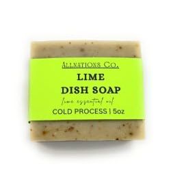 Allnations Soap Co - All Natural Handmade Solid Dish Soap Bar - Free of Dyes - Pure Essential Oil - 5oz - Vegan (Lime)