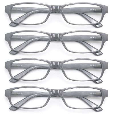 HEEYYOK 4.0 Reading Glasses Men Large Readers For Men Wide Gray XXL Reader Oversized Frame Cheaters Reading Glasses For Mens Comfort Spring Hinge 4Pack
